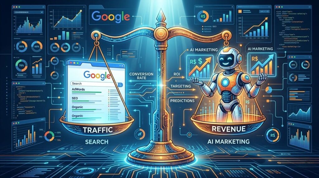 Tráfego de IA vs Google: o novo jogo de aquisição e receita que todo CMO precisa entender