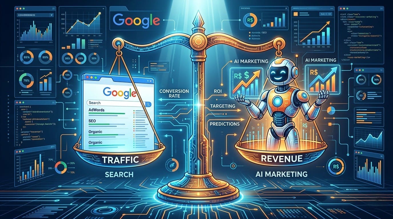 Tráfego de IA vs Google: o novo jogo de aquisição e receita que todo CMO precisa entender